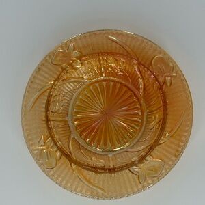 Elegant Amber Carnival Glass Decorative Plate